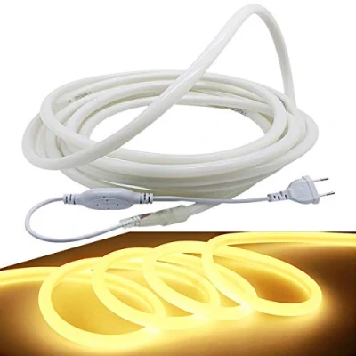 Immagine di FOLGEMIR 10m Striscia al neon rotonda, 360 luminescente Bianco Caldo, flessibile LED, luminosa LED 2835, 220V, IP65 impermeabile, DIY decorazione
