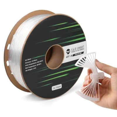 Immagine di SainSmart GT 3 Filamento flessibile in TPU per stampante 3D da 1,75 mm, stampa ad alta velocità, 500 mm/s, resistente ai raggi UV, trasparente, bo