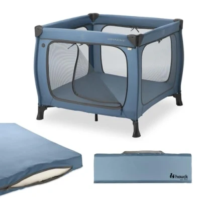 Immagine di hauck Lettino Neonato da Viaggio Sleep N Play SQ Set Culla con Materasso Spessore 5 cm, Pieghevole Borsa Incl. Campeggio per Bambini Dalla Nascita a 15 kg Blu scuro