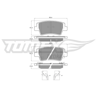 Immagine di TOMEX brakes TX 60 38 Kit pastiglie freno Assale posteriore con segnalatore acustico usura accessori HYUNDAI: i20 III