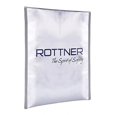 Immagine di Rottner T06216 Busta ignifuga FIREBAGA4 Formato A4, Resistente al Fuoco e all&#039;Acqua, con Chiusura a Cerniera Velcro, Ideale per Proteggere Documenti, contratti, assicurazioni Contanti