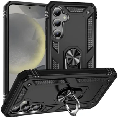 Immagine di Verco Hybrid Armor Shield Case Custodia per Samsung Galaxy S24, estremamente robusta, con anello magnetico, S24 5G, colore: Nero