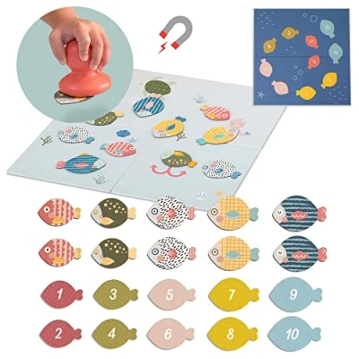 Immagine di Taf Toys My First Magnetic Fishing Game. Double Sided Fish Board 6 in 1 Educational Toy for Toddlers. Catch, Count, Sort Fun. Gift Suitable Boys &amp; Girls Year Old +