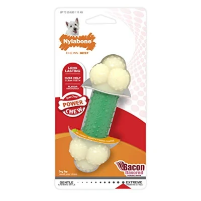 Immagine di Nylabone Osso masticabile Doppia Azione Extreme Double Action Chew Bone Giocattolo per l&#039;igiene Dentale dei Cani Gusto Bacon Medium Fino a 16 kg