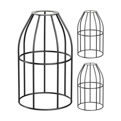 Immagine di ledscom.de Paralume a gabbia in 3 pezzi, nero, Ø 122 mm