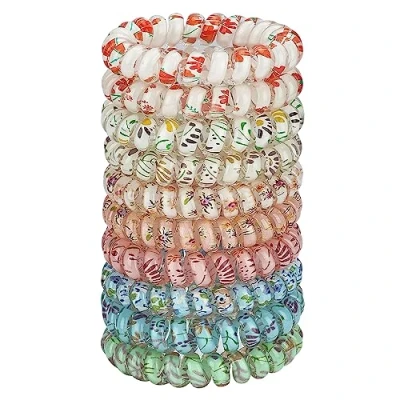 Immagine di JessLab Spirale Capelli Cravatte, 10 Pezzi Assortiti Traceless Carino Plastica Bobina Coda di Cavallo Titolari, Nessun Danno Accessori per Donne e Ragazze