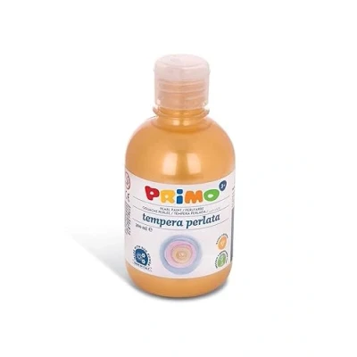 Immagine di Primo Pearl colore scolastico per bambini, tempera solubile in acqua, effetto perlato, flacone da 300 ml con tappo dosatore (giallo perla)