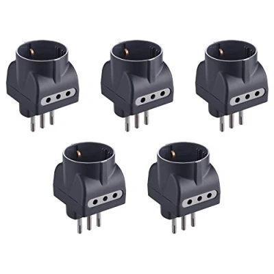 Immagine di Electraline 92297 Set 5 Adattatori 3 Posti 1 Schuko + 2 10A, Nero, Confezione da