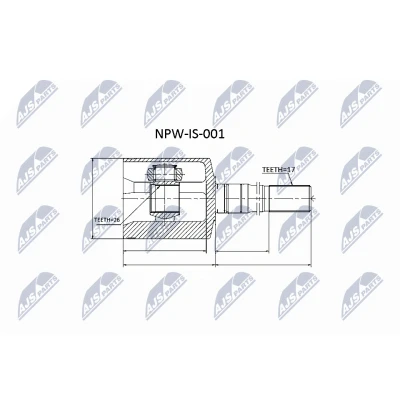 Immagine di NTY NPW IS 001 Kit Giunto Omocinetico Assale anteriore Dx NBR (Nitrile Butadiene Caucciù)
