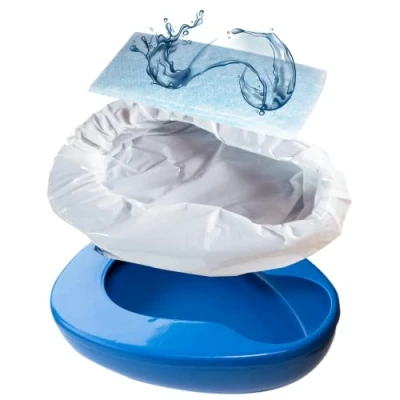 Immagine di Set di Padelle Sagomate con 25 Imbottiture e Pad Super Assorbenti Padella Sanitaria da Letto Per Uso Ospedaliero o Domestico Pazienti Anziani Costretti a I Assorbono fino 1000 ml