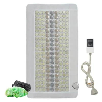 Immagine di VEVOR Tappetino Riscaldante a Infrarossi lontani, 132 Pietre Giada Naturale 30 Tormalina, Alleviare Dolore Schiena, 39 C 70 con Controller e Spegnimento Automatico 100x55 cm