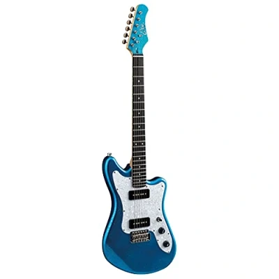 Immagine di EKO GUITARS Camaro VR 2 90, Chitarra Elettrica, Corpo in Pioppo, Manico Acero e tastiera Resina WPC, Pickup P Switch toggle a 3 vie, Controlli di Volume Tono, Colore Blue Sparkle