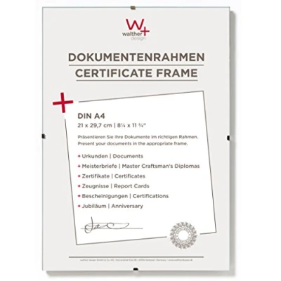 Immagine di walther design cornice antiriflesso vetro 21 x 29,7 cm (DIN A4) portadocumenti senza RB130A