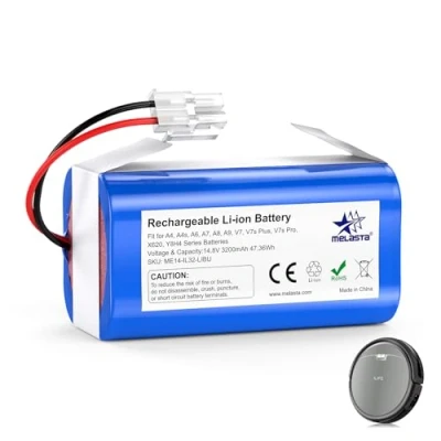 Immagine di melasta Batteria di Ricambio 14,8V 3200mAh, agli ioni litio per iLife A4, A4s, A6, V7, A7, A8, A9, V7s Plus, Pro, X620, Y8H4, Compatibile Dibea D960 GT200 GT9 V750 V780 V780s V870