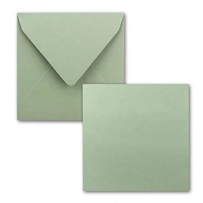 Immagine di Gustav Neuser Serie FarbenFroh Set di 50 biglietti singoli quadrati, da 15 x cm, con buste, ideale per auguri e altro ancora, colore eucalipto