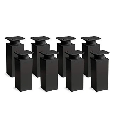 Immagine di sossai® Gambe per mobili MFV1 set di 8 regolabili in altezza Altezza: 100 mm (+20mm) Design: nero opaco Forma angolare: 40 x Viti inclusi