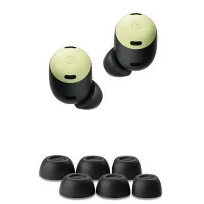 Immagine di Comply Cuscinetti auricolari in schiuma per Google Pixel Buds Pro, M, 3 paia, colore nero, massimo comfort, vestibilità irremovibile, punte di ricambio memory foam, prodotti negli Stati Uniti