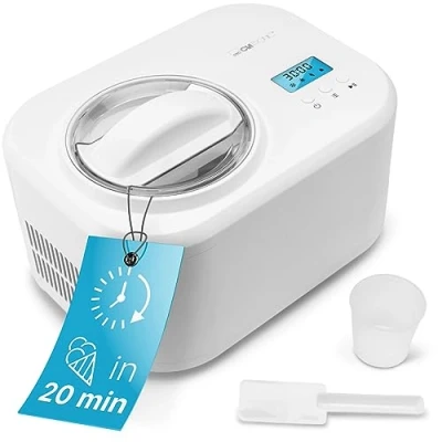 Immagine di Clatronic® ICM 3799 Ice Cream Maker and Yoghurt Maker, in 20 Minutes, for up to 1000 ml, with Compressor Frozen Yoghurt, Includes Recipe Suggestions,