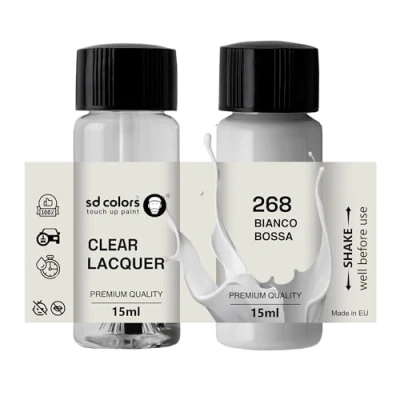 Immagine di SD COLORS Bianco Bossa Nova 268, 268A, 268/A, 674, 934 Vernice per ritocchi, 15 ML, Riparare Graffi e scheggiature, con Pennello, (Vernice, lacca)