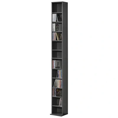 Immagine di [en.casa] Scaffale a Colonna con 12 Scomparti per CD Dvd e Oggetti Decorativi Mobile Alto Salvaspazio Ripiani Regolabili in Altezza 175 x 20 cm Grigio Scuro