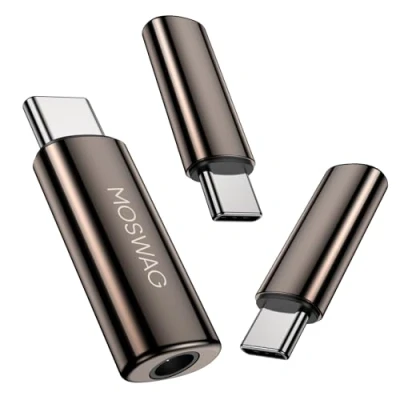 Immagine di MOSWAG Adattatore per cuffie da USB C a Jack 3,5 mm tipo Dongle audio Aux Mic Hi Res DAC Chip Compatibile con Samsung Galaxy S23 S22 Pixel 7/6 iPad Pro/Air/Mini Oneplus 10 Pro