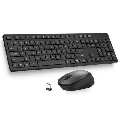 Immagine di LeadsaiL Tastiera e Mouse Wireless, Kit Wireless per Computer USB 2,4 GHz, QWERTZ, Full Size, Silenzioso, Ergonomico, Tastierino Numerico, Tasti Scelta Rapida HP/Lenovo Mac