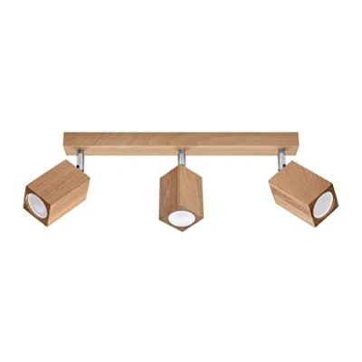 Immagine di SOLLUX lighting Lampada da Soffitto Legno Rovere Colore Design per Camera Letto Soggiorno Stile Scandinavo GU10 A++ E 45/5/20 cm 3x Sorgente Luminosa Keke 345/5/20 3