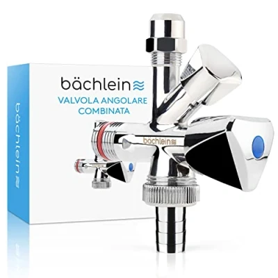 Immagine di Bächlein Valvola Angolare Combinata Universale Autosigillante, per Tubi dell&#039;Acqua Fredda e Calda con un&#039;Ampia Gamma di Opzioni Collegamento,