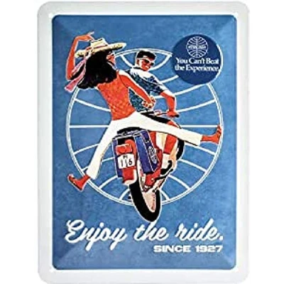 Immagine di Nostalgic Art Targa Vintage Pan Am Enjoy the ride Idea regalo per amanti dei viaggi, in metallo, Design retro decorazione, 15 x 20 cm