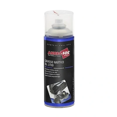 Immagine di Ambro Sol G003 Grasso Nautico Spray al Litio, Lubrificante Specifico nel Settore Nautico, Bomboletta in Banda Stagnata 100% Riciclabile all&#039;Infinito da 400 ml
