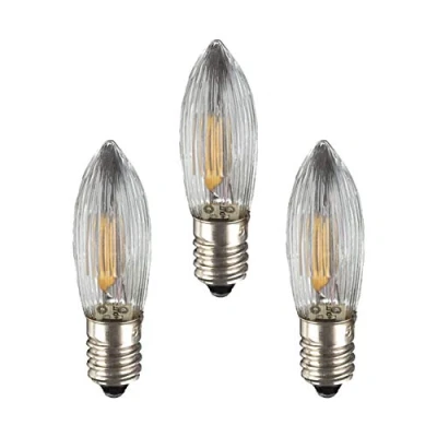 Immagine di Hellum 914306 Candela ondulata di ricambio a filamento LED per luci fiabesche con 15+16 bruciatori/illuminazione interna ed esterna/bianco caldo/chiaro/base E10 / 16 V 0,5 W 3 pezzi