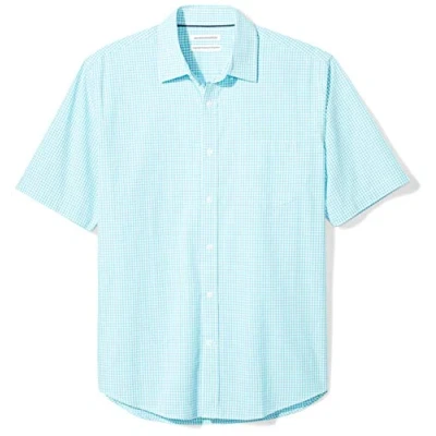 Immagine di Amazon Essentials Camicia in Popeline a Maniche Corte Regular Fit Uomo, Blu Acqua Percalle, M