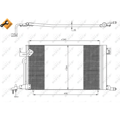 Immagine di NRF EASY FIT 35304 Condensatore con anello tenuta 14,3 8,5 Alluminio 540 R 134 CITROËN: Berlingo / First I Van