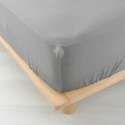 Immagine di douceur d&#039;intérieur, lenzuolo con angoli (140 x 190 cm) Angelia, grigio, garza di cotone