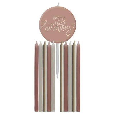 Immagine di Folat 68711 Rosa, Crema, Oro champagne Set candele Crème Rose 9,5 cm 11 pezzi Una decorazione di compleanno sofisticata e vivace, Multicolore