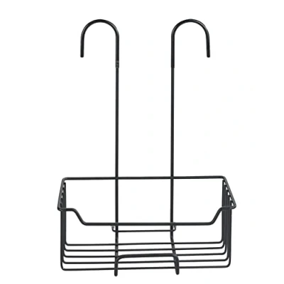 Immagine di WENKO Cestello doccia per miscelatore termostatico Milo, scaffale da appendere alla rubinetteria della doccia, mensola in acciaio inox resistente contro la ruggine, 25x36x14cm, nero opaco
