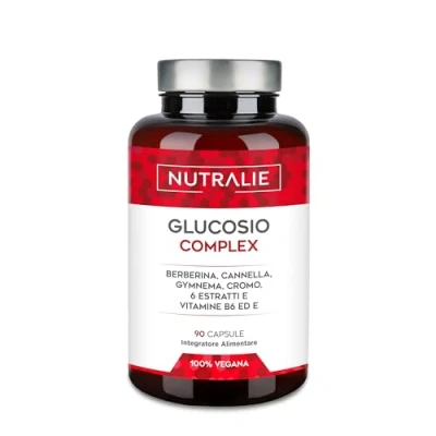 Immagine di Glucosio Complex 2000mg Integratore per Glicemia Berberina Cannella Cromo Melone Amaro Gimnema Pepe Nero Vitamina E B6 Mantenimiento Livelli Normali di Sangue 60 Capsule Nutralie