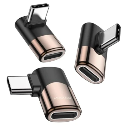 Immagine di MOGOOD Tre in uno adattatore USB C 90, ad angolo retto PD 100W 4.0 Converter, connettore di estensione Thunderbolt 3 per iPhone 15 team Deck Switch Notebook Tablet e accessori