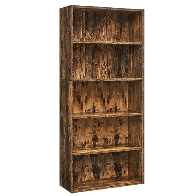 Immagine di VASAGLE Scaffale a 5 Ripiani, Libreria, Scaffalatura Portaoggetti, Organizzatore con Scomparti, Ripiani Aperti e Regolabili, per Soggiorno, Ufficio, Camera da Letto, Marrone Vintage LBC165X01