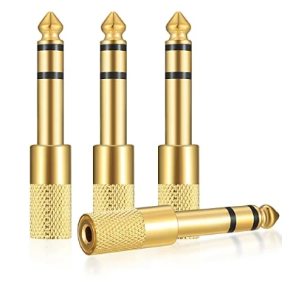 Immagine di DIUJHUUY 4 Pezzi Adattatore Jack Cuffie 6,5 mm Maschio a 3.5mm Femmina, Connettore Audio Stereo 6.5 3.5, per Altoparlante Amplificatore