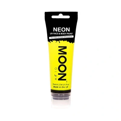 Immagine di Moon Glow Supersize Neon UV Face &amp; Body Paint con applicatore in spugna, Giallo intenso, 75 ml