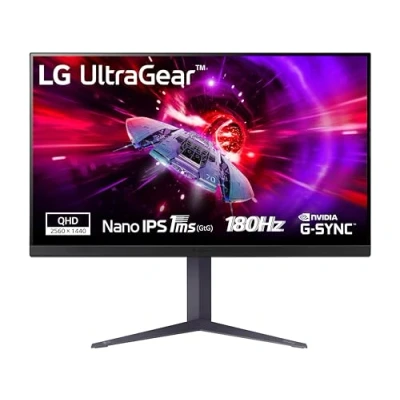 Immagine di LG 32GS85Q UltraGear Gaming Monitor 32&quot; QHD NanoIPS HDR 10, 2560x1440, 1ms (GtG), G Sync Compatible, AMD FreeSync Premium 180Hz, HDMI 2.0 (HDCP 2.2), Display Port 1.4, AUX, Flicker Safe, Nero