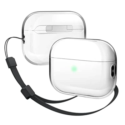 Immagine di elago Cover Trasparente Clear Compatibile con AirPods Pro 2a Generazione (2022) Cordino da Polso, Protettiva, Antiurto, Supporta Ricarica Wireless (Trasparente)