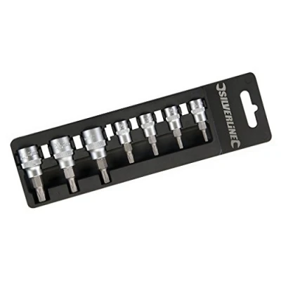 Immagine di Silverline 763566 Inserto Torx per chiave a tubo, 1/4&quot;, sistema metrico, 7 pezzi