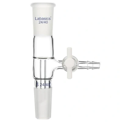 Immagine di Labasics Adattatore per Presa di Vuoto, Decollo Verticale in Vetro Borosilicato con Rubinetto PTFE, Giunto Standard 24/40