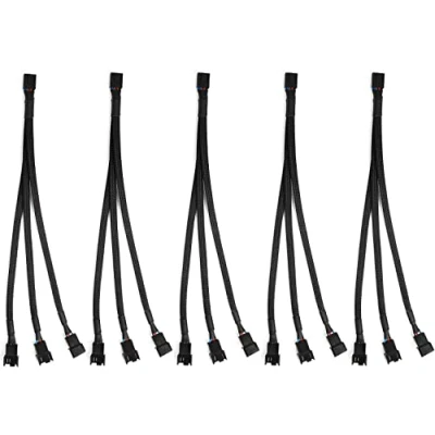 Immagine di 5 Pezzi Splitter Ventole PWN Per PC CPU (3Pin+ 4Pin) 1 a 3