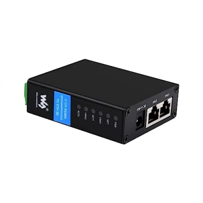 Immagine di Waveshare 2 CH RS485 to RJ45 Ethernet Converter Module, Industrial Rail Mount Isolated Serial Server,Dual Channels Independent Operation,Dual Ports