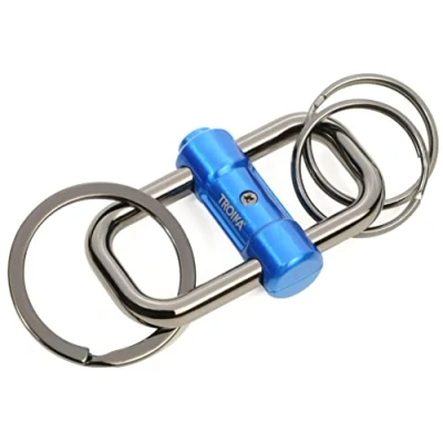 Immagine di Troika 2 Way Key KR22 09/BL Portachiavi con 3 anelli portachiavi, in metallo pressofuso, colore: Blu, Schlüsselringe,