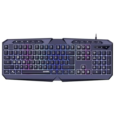 Immagine di Speedlink Tastiera da gioco LUDICIUM RGB Rainbow con cavo, layout USA QWERTY, blocco tasti Windows, interruttore WASD, 10 multimediali, cablata, nera