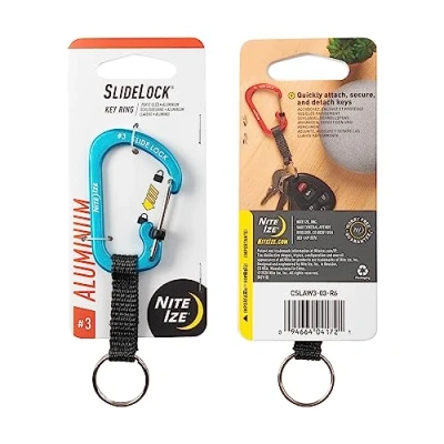 Immagine di Nite Ize Portachiavi SlideLock in alluminio, blu, CSLAW3 03 R6